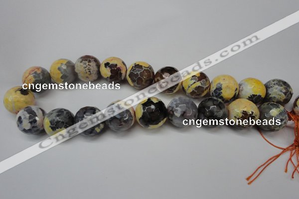 CAG5882 15 inches 20mm faceted round fire crackle agate beads