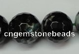 CAG5886 15 inches 20mm faceted round fire crackle agate beads