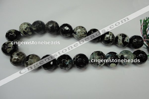 CAG5886 15 inches 20mm faceted round fire crackle agate beads