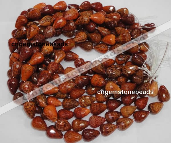 CAG589 15.5 inches 15*20mm faceted teardrop natural fire agate beads