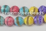 CAG5890 15 inches 10mm faceted round tibetan agate beads wholesale