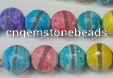 CAG5892 15 inches 12mm faceted round tibetan agate beads wholesale