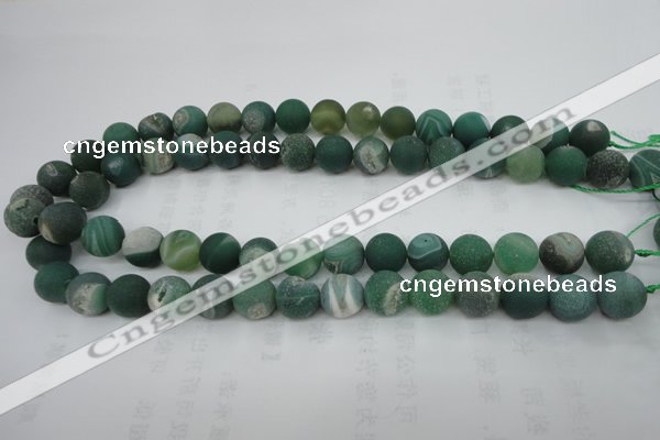 CAG5929 15 inches 14mm round matte druzy agate beads wholesale