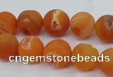 CAG5935 15 inches 12mm round matte druzy agate beads wholesale