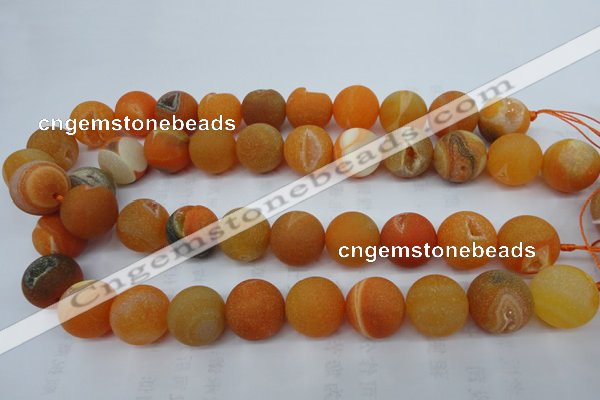 CAG5937 15 inches 16mm round matte druzy agate beads wholesale