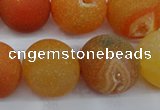 CAG5938 15 inches 18mm round matte druzy agate beads wholesale