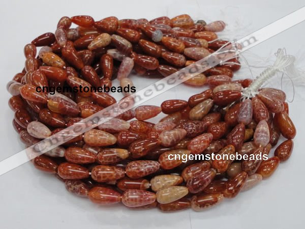 CAG594 15.5 inches 10*20mm teardrop natural fire agate beads