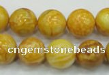 CAG5941 15.5 inches 12mm round yellow crazy lace agate beads