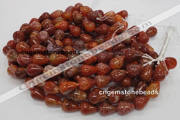 CAG595 15.5 inches 15*20mm teardrop natural fire agate beads