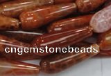 CAG596 15.5 inches 10*30mm teardrop natural fire agate beads