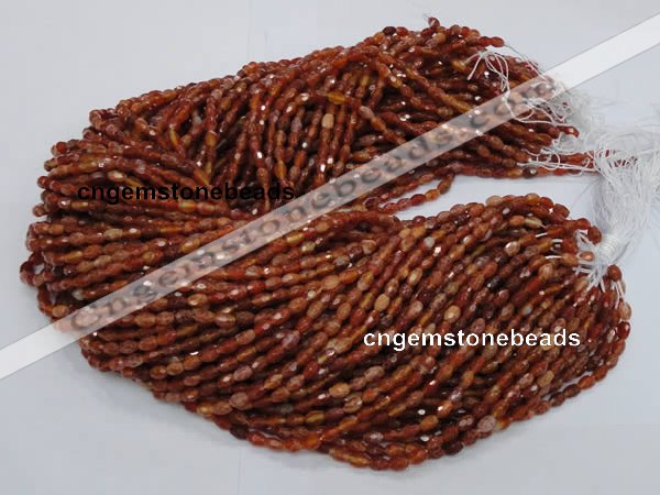 CAG597 15.5 inches 4*6mm faceted rice natural fire agate beads