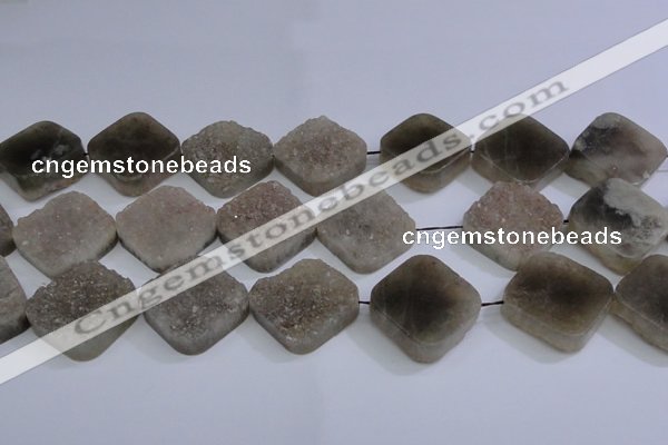 CAG5989 15.5 inches 25*25mm diamond grey agate gemstone beads