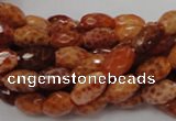 CAG599 15.5 inches 10*14mm faceted rice natural fire agate beads