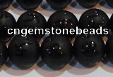 CAG6003 15.5 inches 10mm carved round matte black agate beads