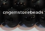 CAG6006 15.5 inches 16mm carved round matte black agate beads