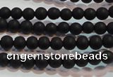 CAG6010 15.5 inches 4mm round matte black agate beads