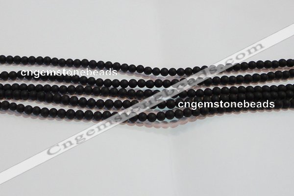 CAG6010 15.5 inches 4mm round matte black agate beads