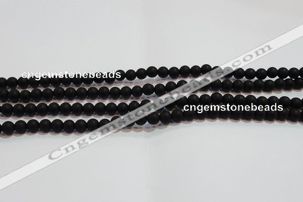 CAG6011 15.5 inches 6mm round matte black agate beads