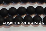 CAG6012 15.5 inches 8mm round matte black agate beads