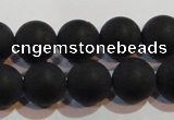 CAG6013 15.5 inches 10mm round matte black agate beads