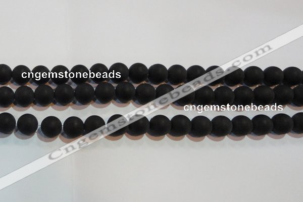 CAG6013 15.5 inches 10mm round matte black agate beads