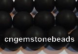 CAG6014 15.5 inches 12mm round matte black agate beads