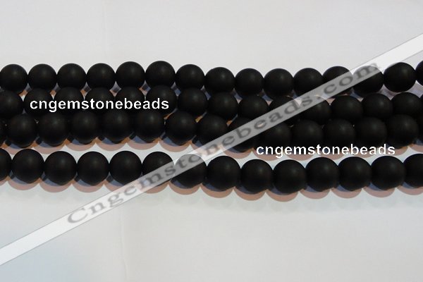 CAG6014 15.5 inches 12mm round matte black agate beads