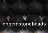 CAG6015 15.5 inches 14mm round matte black agate beads