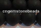 CAG6016 15.5 inches 16mm round matte black agate beads