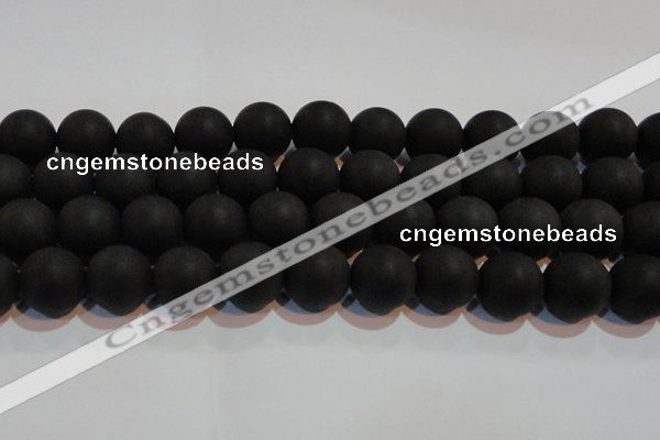 CAG6016 15.5 inches 16mm round matte black agate beads