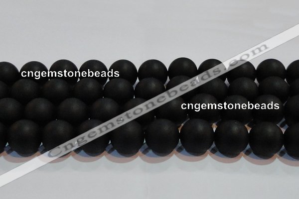 CAG6017 15.5 inches 18mm round matte black agate beads