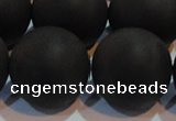 CAG6018 15.5 inches 20mm round matte black agate beads