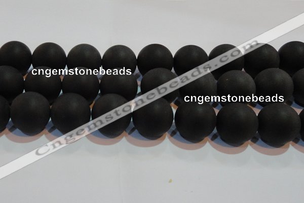 CAG6018 15.5 inches 20mm round matte black agate beads