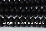 CAG6021 15.5 inches 4*8mm rondelle matte black agate beads