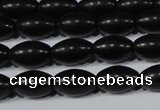 CAG6024 15.5 inches 6*9mm rice matte black agate beads