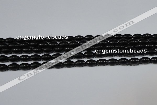 CAG6024 15.5 inches 6*9mm rice matte black agate beads