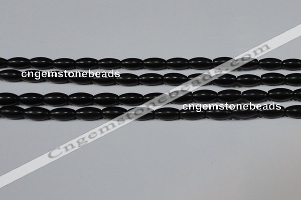 CAG6025 15.5 inches 6*12mm rice matte black agate beads