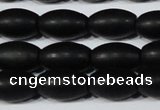 CAG6026 15.5 inches 8*12mm rice matte black agate beads