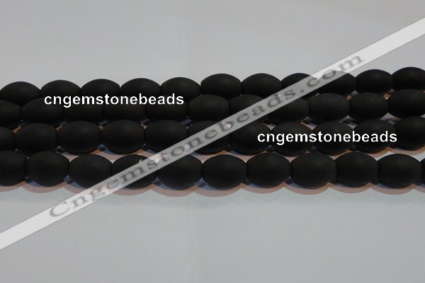 CAG6027 15.5 inches 12*16mm rice matte black agate beads