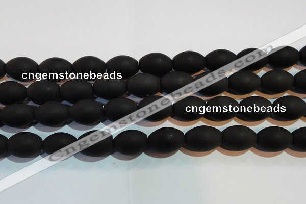 CAG6028 15.5 inches 13*18mm rice matte black agate beads