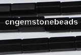 CAG6035 15.5 inches 6*12mm faceted tube matte black agate beads