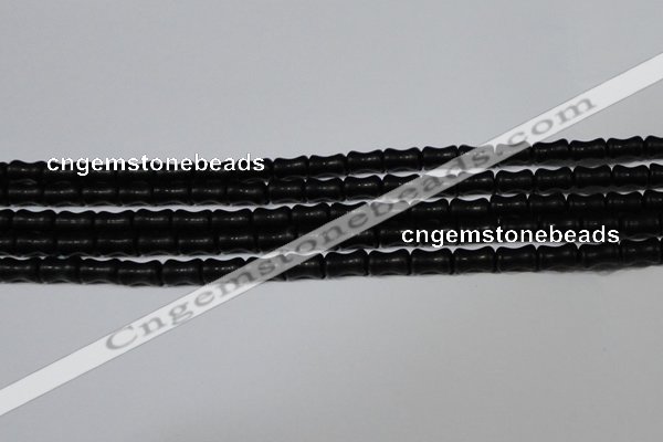 CAG6038 15.5 inches 4*8mm bone matte black agate beads