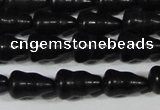 CAG6042 15.5 inches 5*8mm carved calabash matte black agate beads