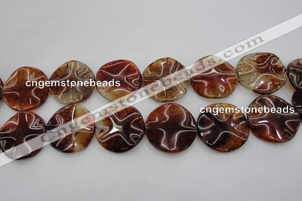 CAG6056 15.5 inches 30mm wavy coin dragon veins agate beads