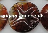 CAG6057 15.5 inches 40mm wavy coin dragon veins agate beads