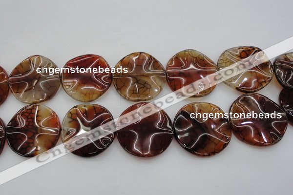 CAG6057 15.5 inches 40mm wavy coin dragon veins agate beads