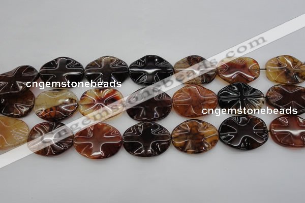 CAG6060 15.5 inches 18*25mm wavy oval dragon veins agate beads