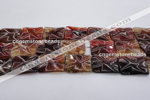 CAG6066 15.5 inches 22*30mm wavy rectangle dragon veins agate beads