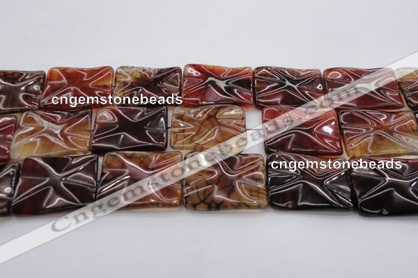 CAG6067 15.5 inches 30*40mm wavy rectangle dragon veins agate beads