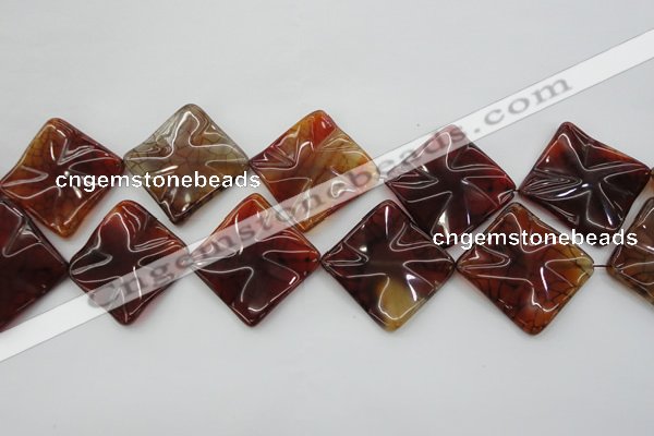 CAG6071 15.5 inches 30mm wavy diamond dragon veins agate beads